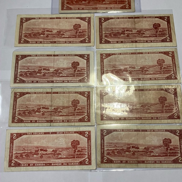 Lot of 9 - 1954 Bank of Canada, $2, Lawson/Bouey, Beattie/Rasminsky - Picture 3 of 5